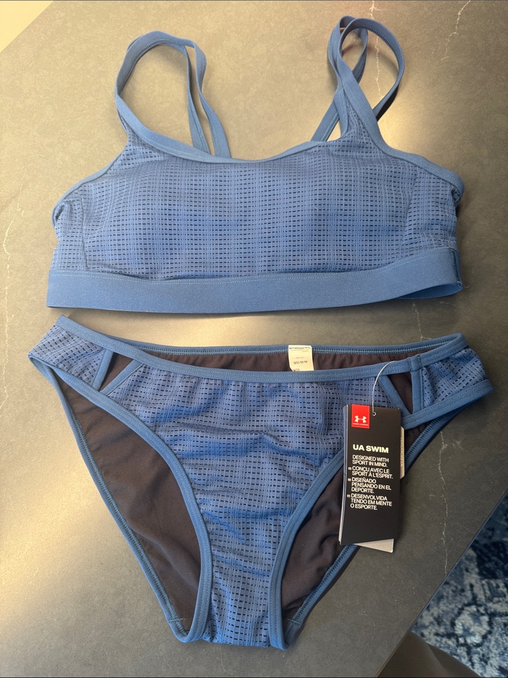 Under Armour Light Blue Mesh Two-Piece Swim Bikini